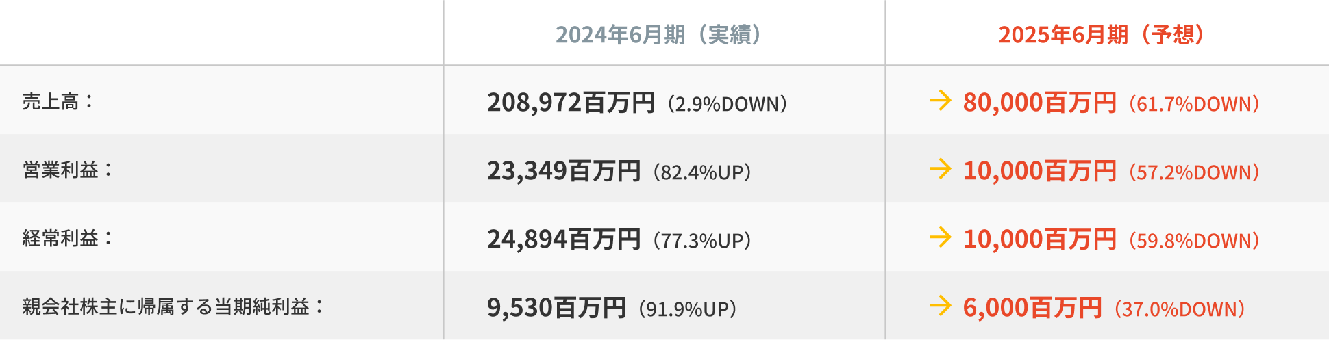 2025年6月期の見通し