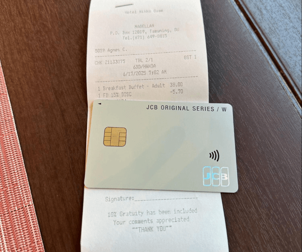 JCBカードとレシート
